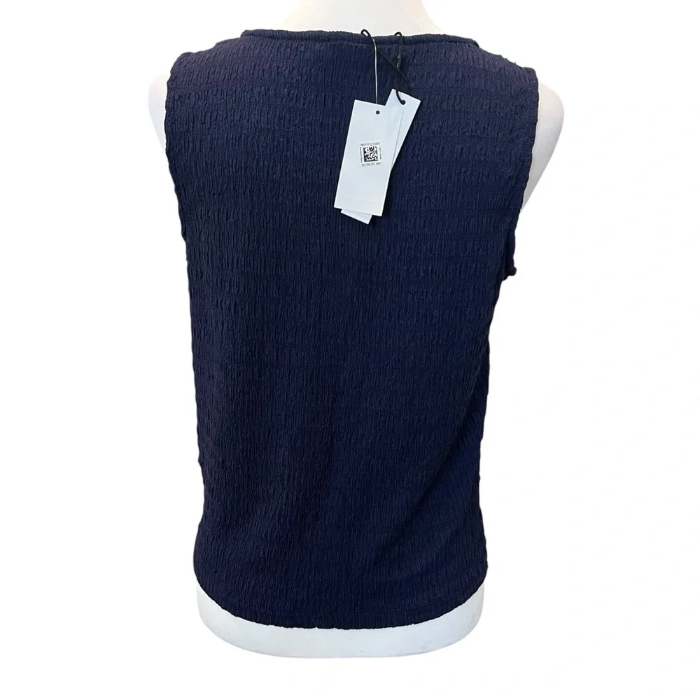 Sanctuary Link Up Button Front Tank Top Textured Tie Hem V Neck Blue S NWT - Picture 9 of 11